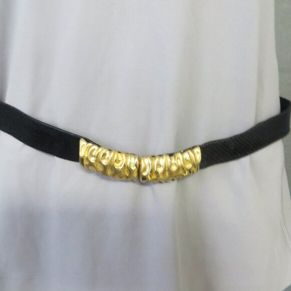 ❤️JUDITH LEIBER AMEN WARDY NEWPORT BEACH Black Reptile Belt 33\